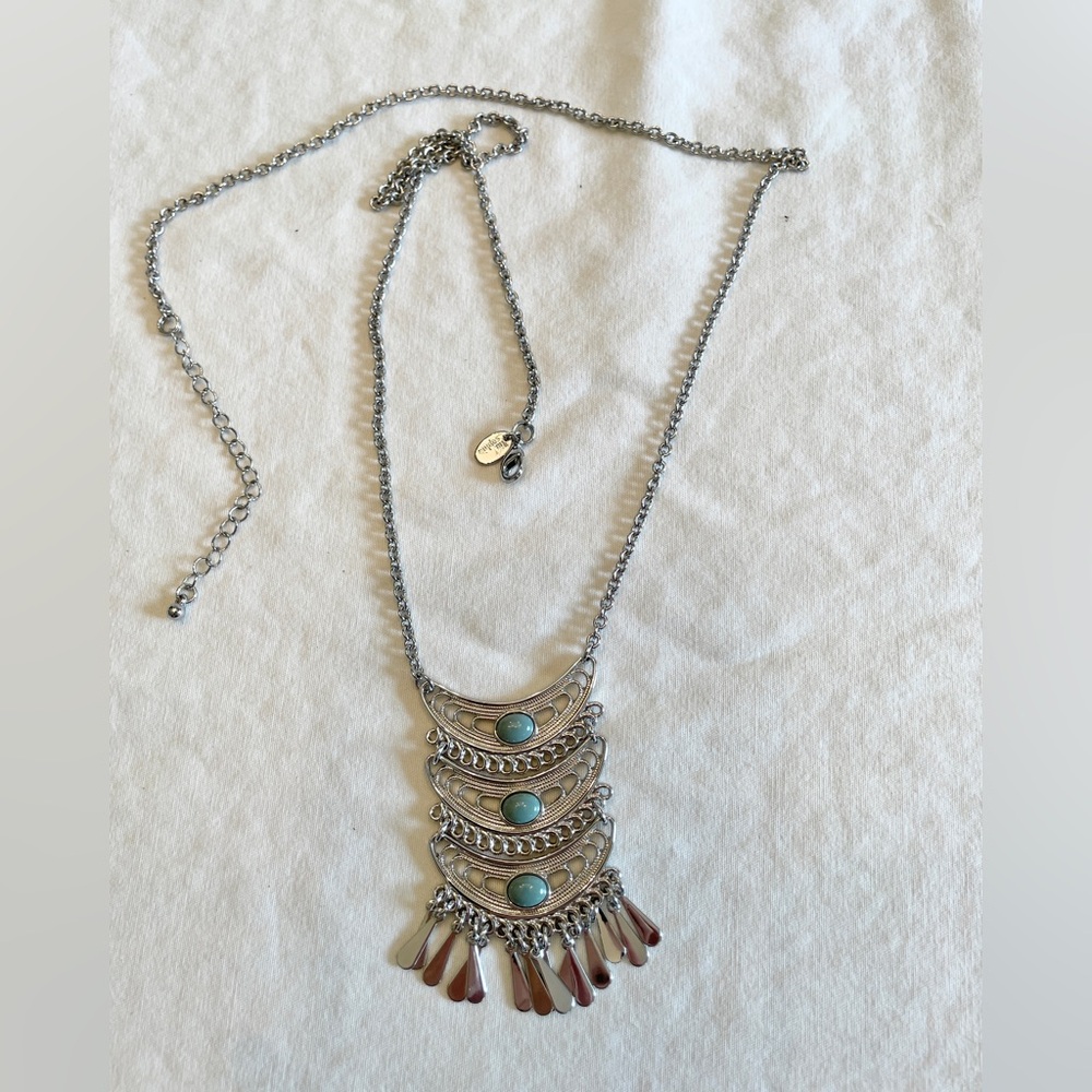 ** 2 For 30$ -- Lia Sophia Silver Necklace with Turquoise Accents